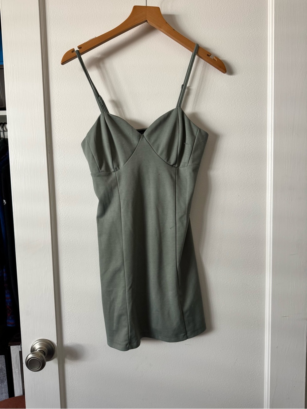 Kendall & Kylie Sage Green Spaghetti-Strap Mini Dress
